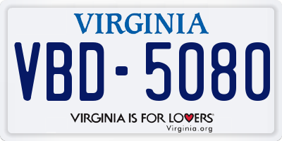 VA license plate VBD5080
