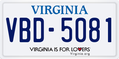 VA license plate VBD5081