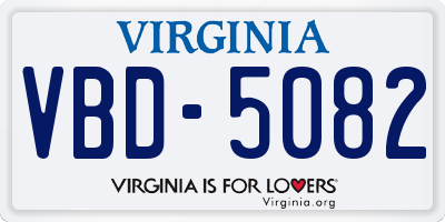 VA license plate VBD5082
