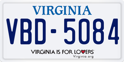 VA license plate VBD5084