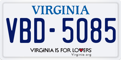 VA license plate VBD5085