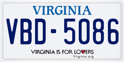 VA license plate VBD5086
