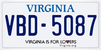 VA license plate VBD5087