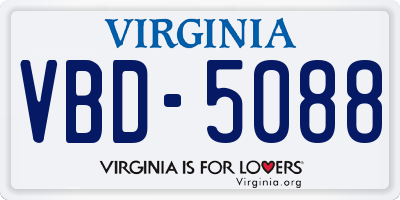 VA license plate VBD5088