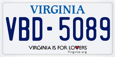 VA license plate VBD5089