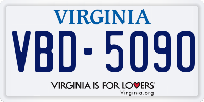 VA license plate VBD5090