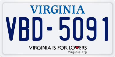 VA license plate VBD5091