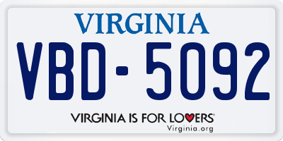 VA license plate VBD5092