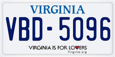 VA license plate VBD5096