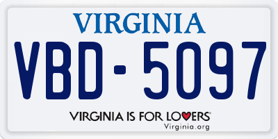 VA license plate VBD5097