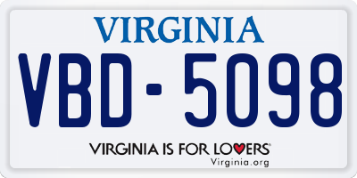 VA license plate VBD5098