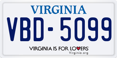 VA license plate VBD5099