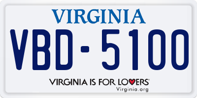 VA license plate VBD5100