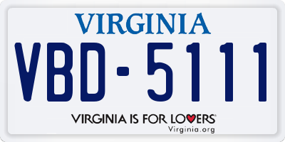VA license plate VBD5111