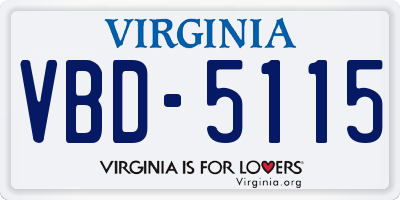 VA license plate VBD5115