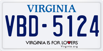 VA license plate VBD5124
