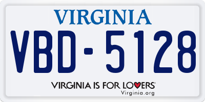 VA license plate VBD5128