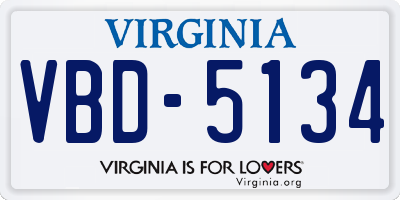 VA license plate VBD5134