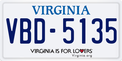VA license plate VBD5135