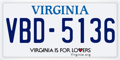 VA license plate VBD5136