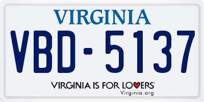 VA license plate VBD5137