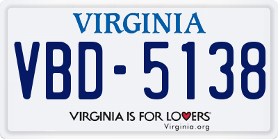 VA license plate VBD5138