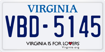 VA license plate VBD5145