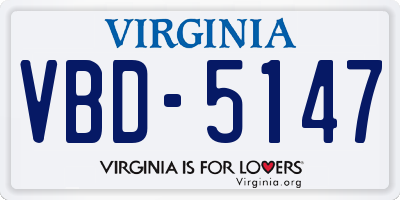 VA license plate VBD5147