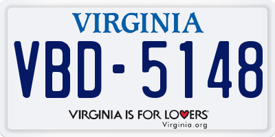 VA license plate VBD5148