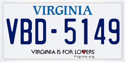 VA license plate VBD5149