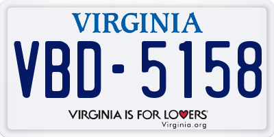 VA license plate VBD5158