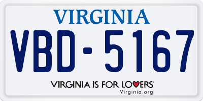 VA license plate VBD5167