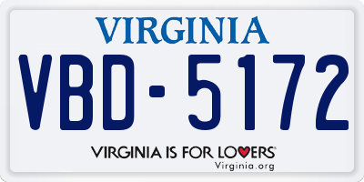 VA license plate VBD5172