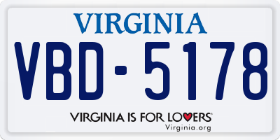 VA license plate VBD5178