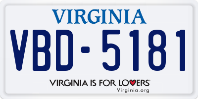 VA license plate VBD5181