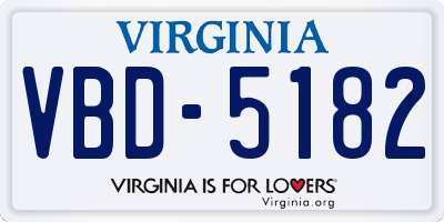 VA license plate VBD5182