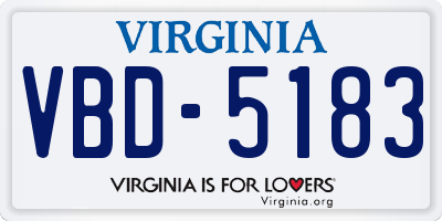 VA license plate VBD5183