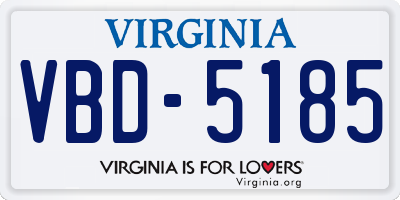 VA license plate VBD5185