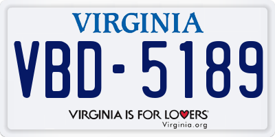 VA license plate VBD5189