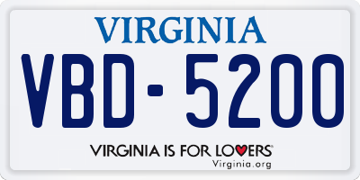 VA license plate VBD5200