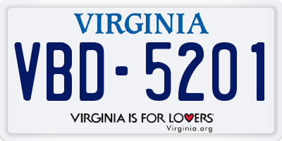 VA license plate VBD5201
