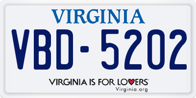 VA license plate VBD5202