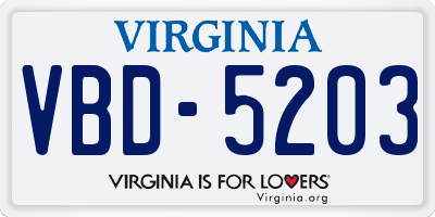 VA license plate VBD5203