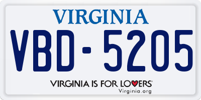 VA license plate VBD5205