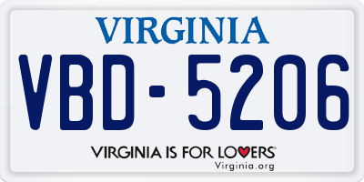 VA license plate VBD5206