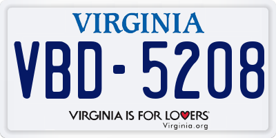 VA license plate VBD5208