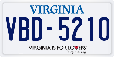 VA license plate VBD5210