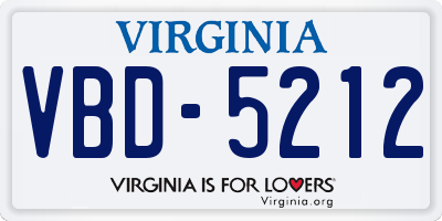 VA license plate VBD5212