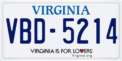 VA license plate VBD5214
