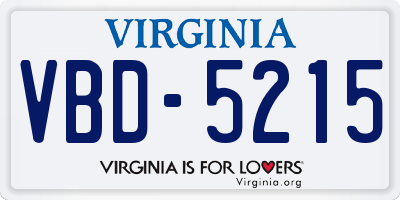 VA license plate VBD5215